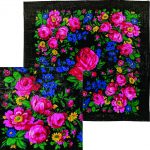 Black floral metallic flower square scarf – 30 inch acrylic scarf