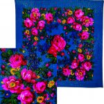 Blue Floral Scarf Metallic Flower 30" Square Acrylic Scarf