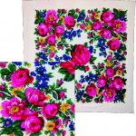 White floral metallic flower square scarf – 30 inch acrylic scarf