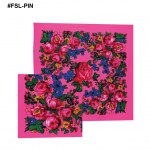 Pink Floral Metallic Scarf – 44″ Large Square Acrylic Scarf