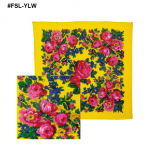 Yellow floral metallic large square scarf 44 inch acrylic scarf