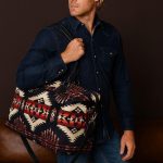 Southwest-Inspired PU Leather Duffle Bag,  White River Design  Black/Brown