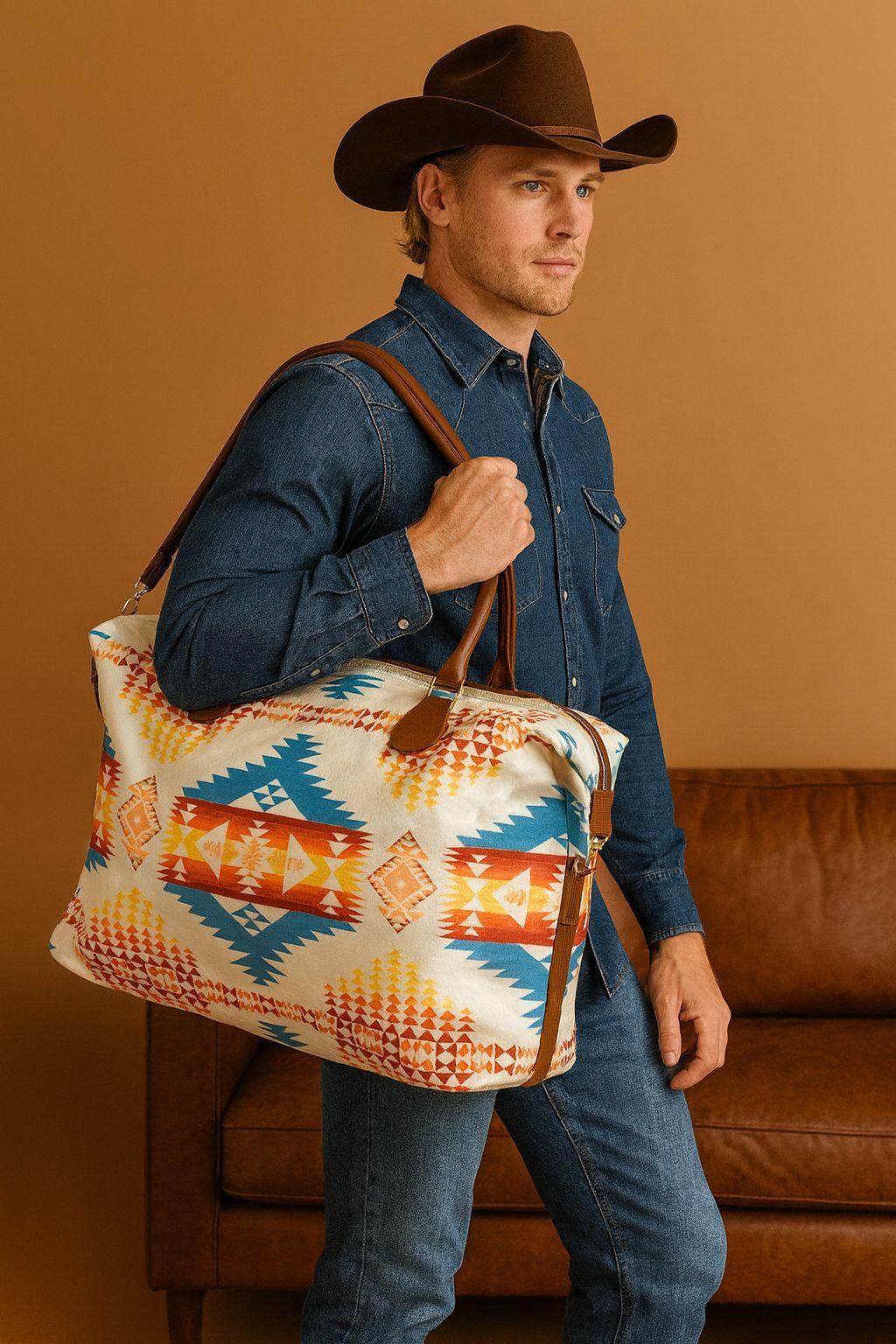 Southwest Printed Duffle Bag – White River Cream