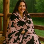 Pink Cowhide Plush Blanket 2- Ply Ultra Soft Full Size