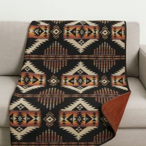 Throw Sherpa Blanket,White River Black