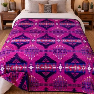 Full 2 Ply Plush Blanket 60X80 Inch White River Pink