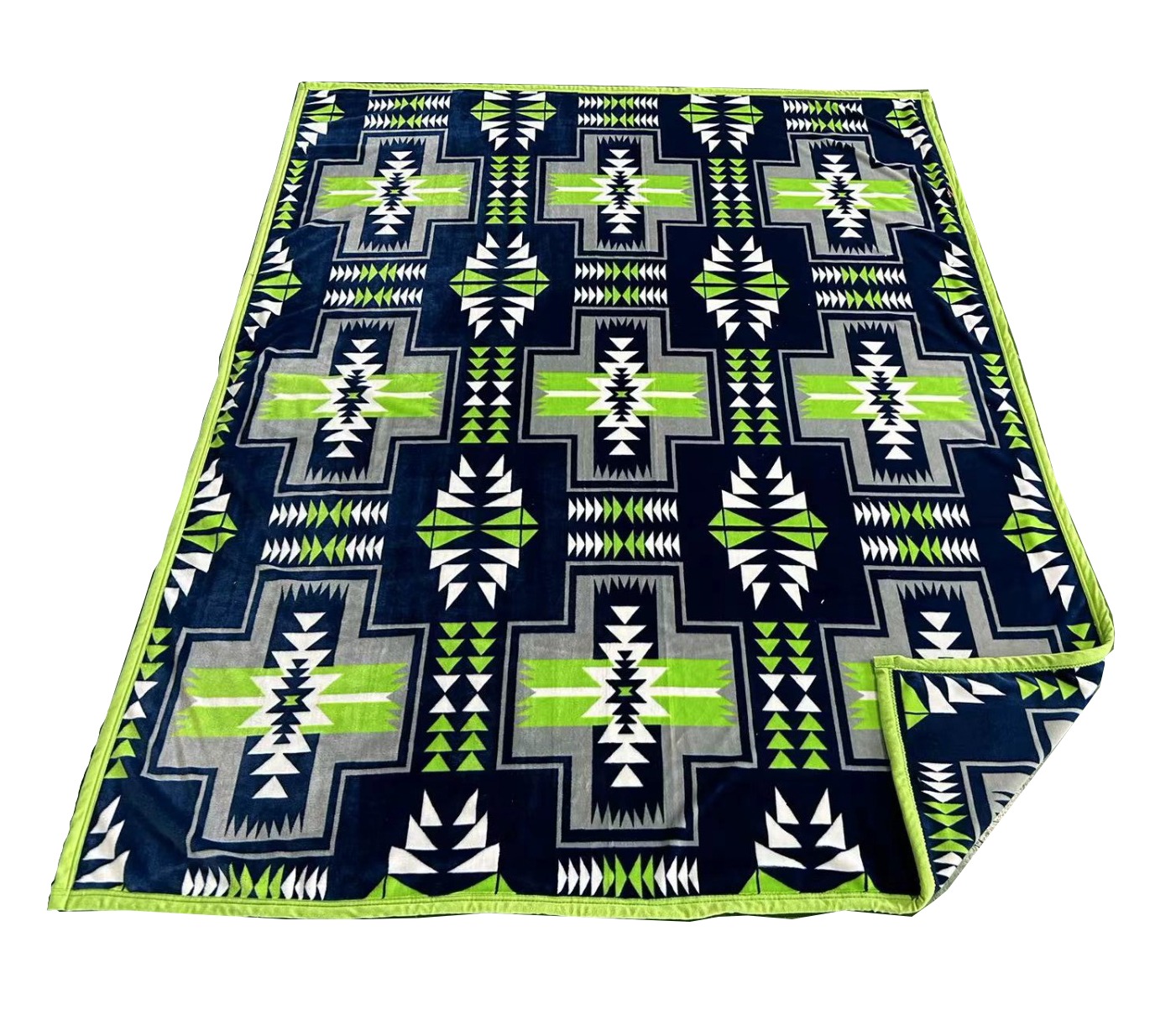 2 PLY Flannel Blanket Full Size Santa Fe Design ,Seahawk