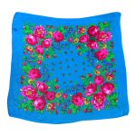 Turquoise Floral Scarf Metallic Flower 30" Square Acrylic Scarf