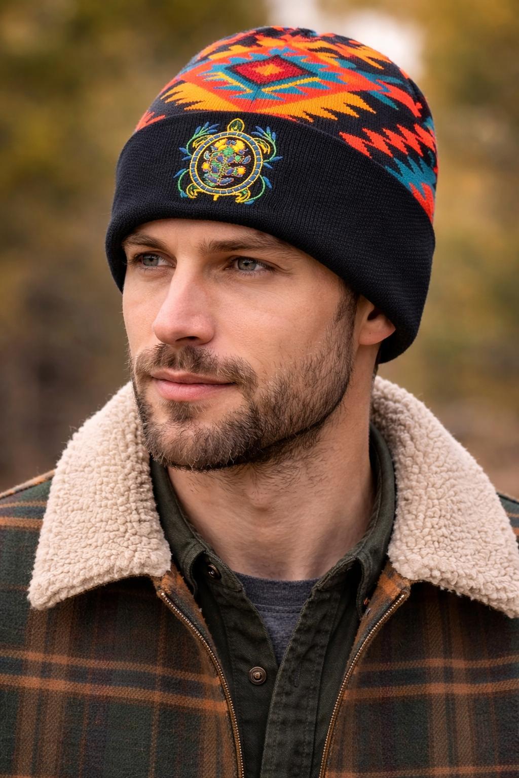 Southwest Pattern Beanie – Black Multi BEN-23
