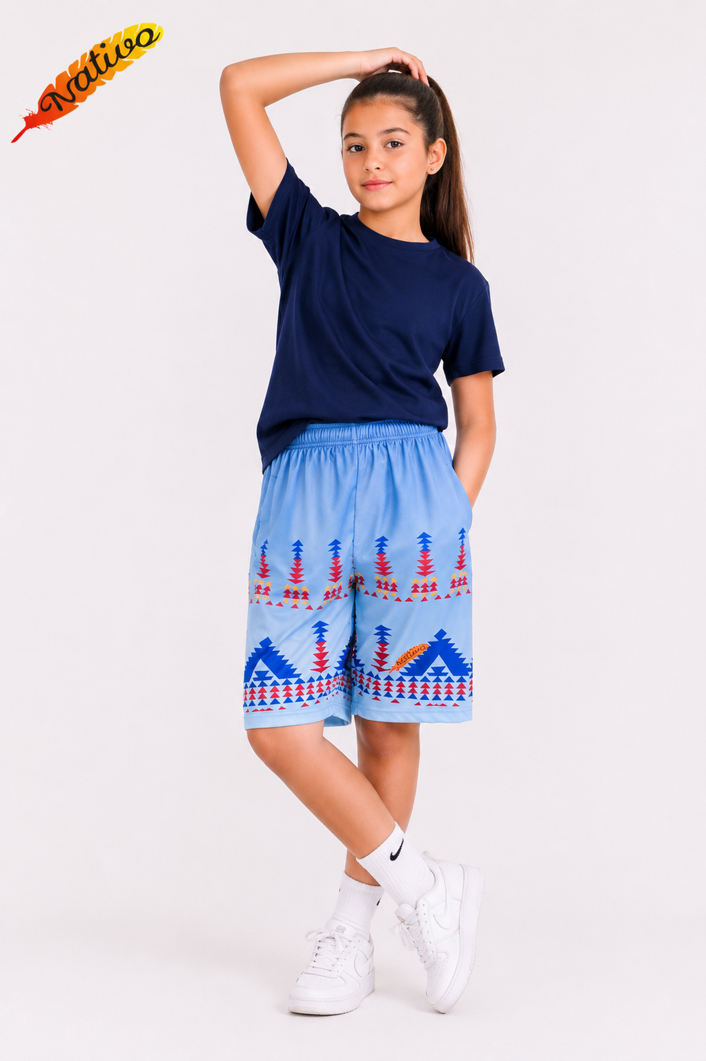 NATIVO KIDS Athletic Shorts ,SW Design Blue Color